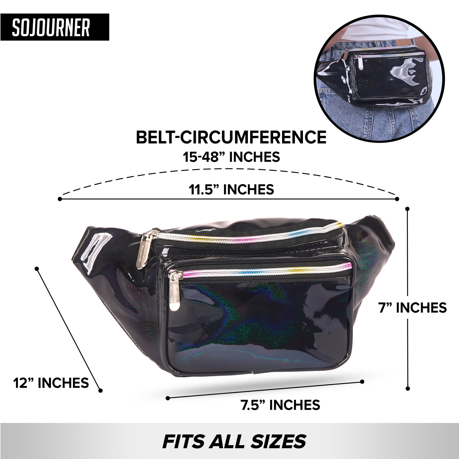 Fanny Pack Waist Bags for Women Shiny Holographic Waist Bum Bag Waterproof  for Festival Party Travel Rave Hiking Silver