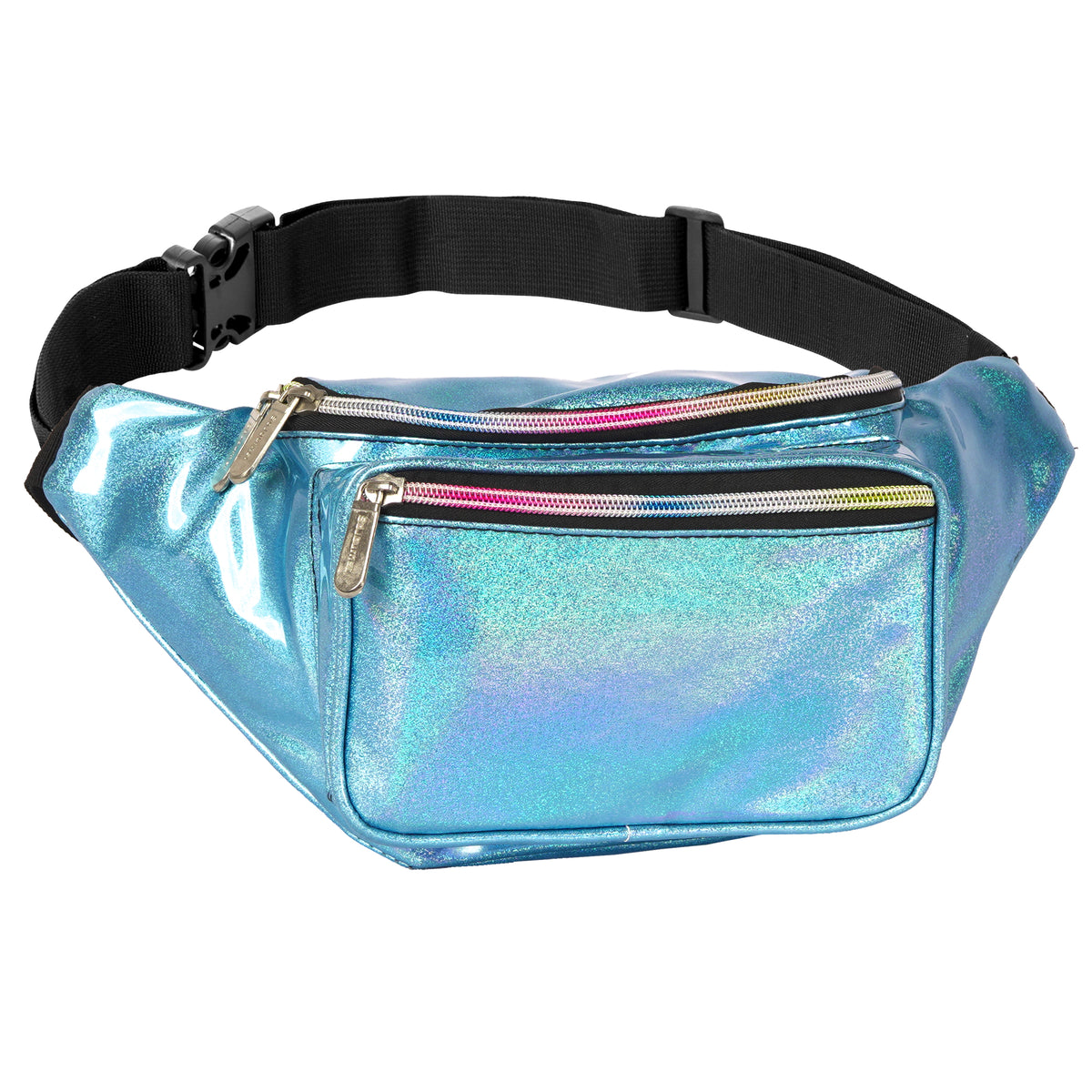 80s Retro Rave Holographic Fanny Pack In Silver