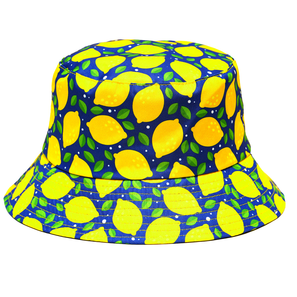 Lemon Stripe Terry Girls Sun Bucket Hat 3-14 - Shade Critters