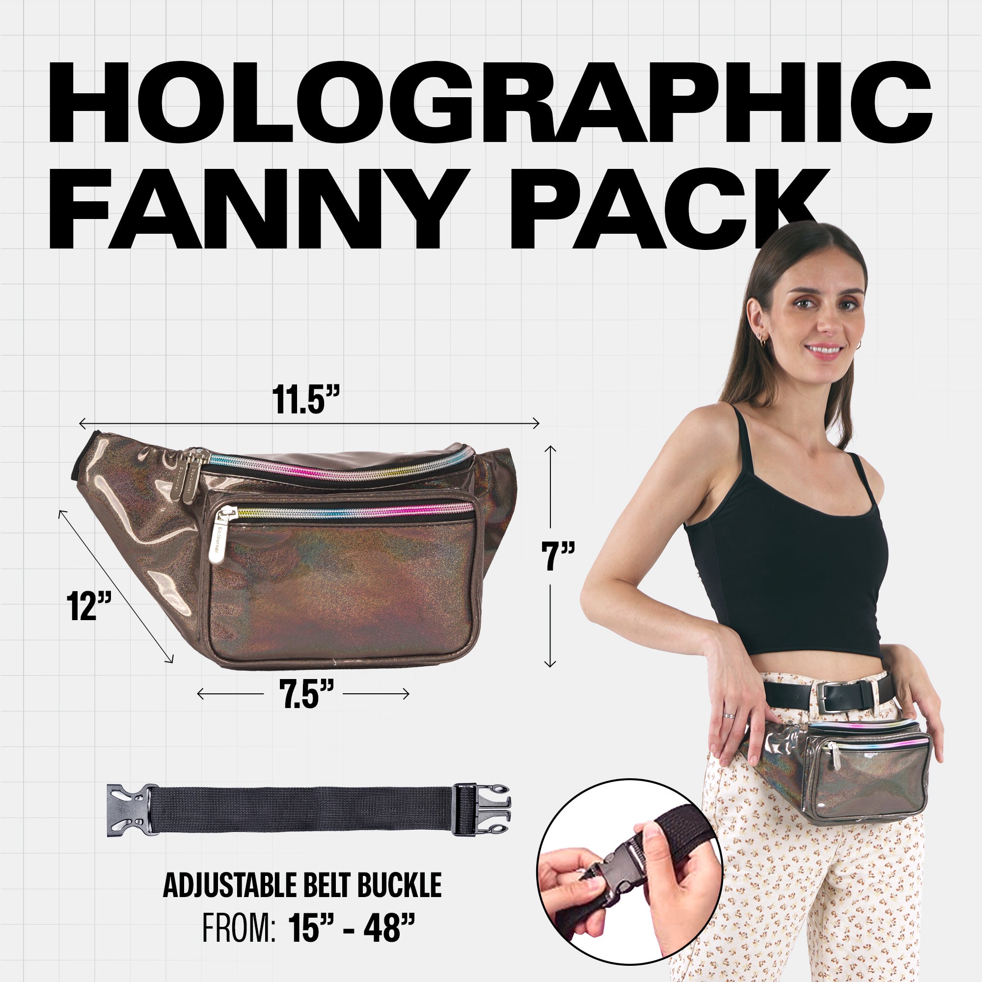 Custom holographic fanny pack best sale