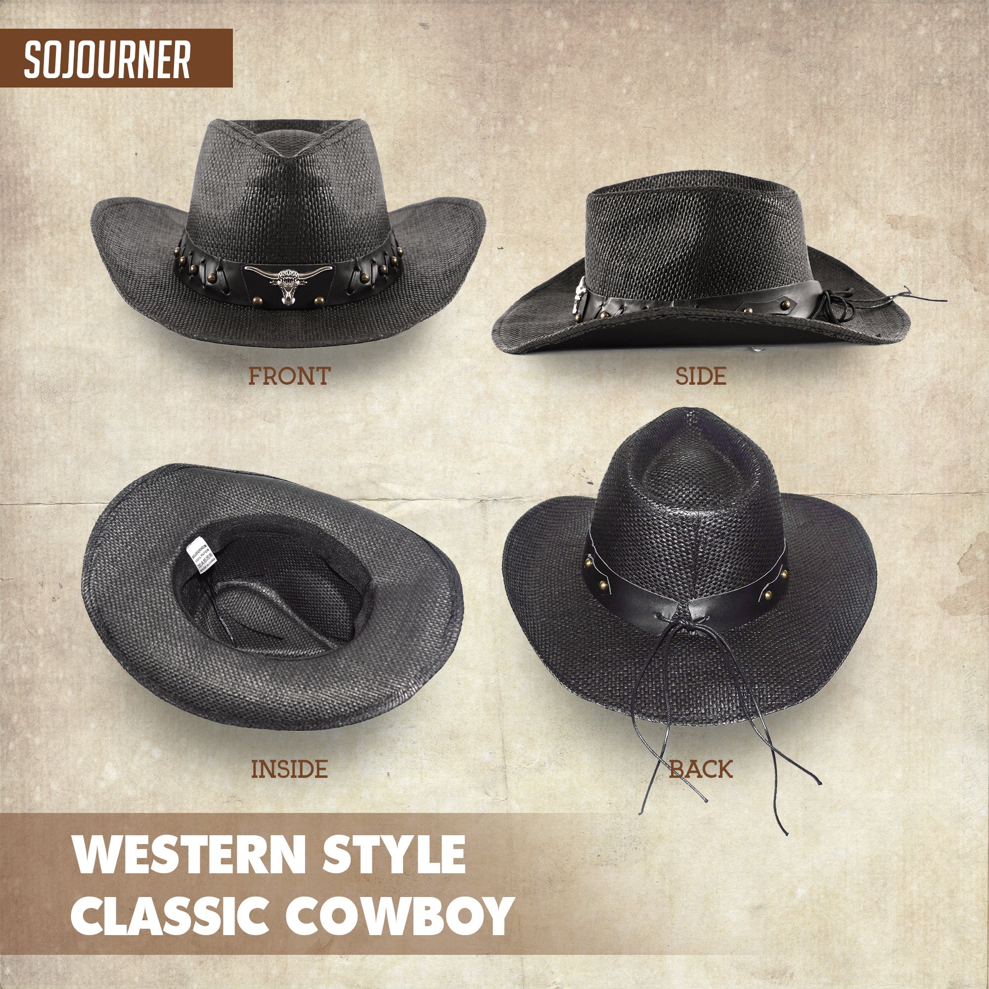 Men & Women's Cowboy Cowgirl Hat - Western Hats for Women, Adjustable Cowboy Hat Men with Wide Brim