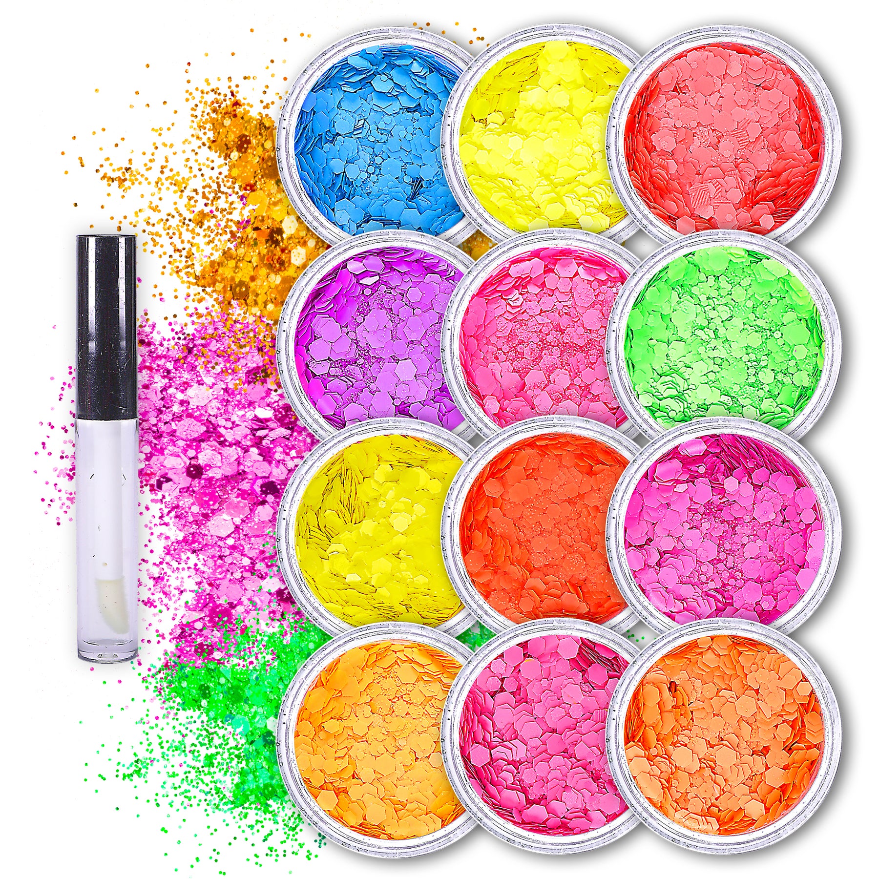 Fashion 8 colors cosmetic grade chunky nail glitter powder for