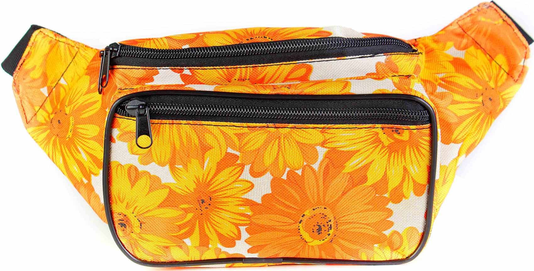 Sunflower floral Fanny Pack, Yellow Black Flower Pattern Boho Women Waist  Bag, Designer Bum Bag, Small Large Belt Hip Shoulder Bag